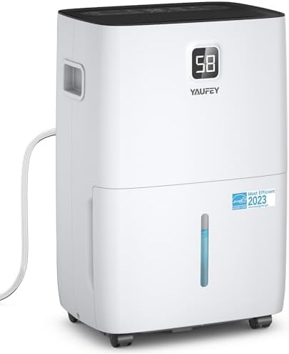 Yaufey 120 Pints Energy Star Dehumidifier for Home, Basement and Large Room up to 6000 Sq. Ft., with Drain Hose, Timer, Intelligent Humidity Control and Large Water Tank
