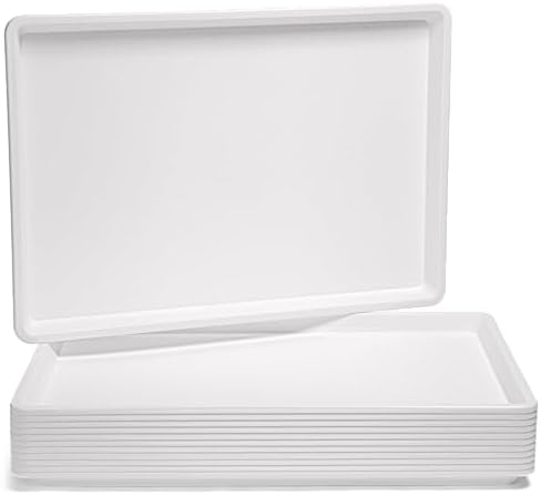KITCHX White Rectangular Extra Large Plastic Tray - 18 x 26 Inches, Sturdy, Food, Crafts, Storage