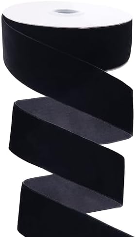 GXTIZAS Black Velvet Ribbon Spool 1-1/2inch x 10 Yards Single Face Ribbon Velvet Trim for Gift Wrapper Christmas Decorations