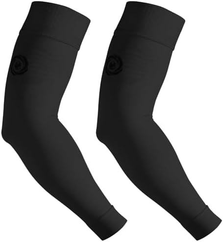 NURCOM® Medical Compression Arm Sleeve for Men Women, 2 Pack, No Silicone, Soft-in 20-30mmHg for Lymphedema, Lipedema, Pain Relief, Edema, Swelling, Post Surgery Recovery, 2 Pack, Black S