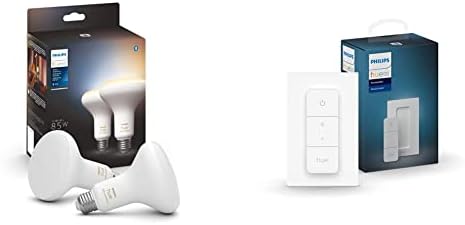 PHILIPS Hue White Ambiance BR30 LED Smart Bulbs (Bluetooth Compatible) Hue Smart Dimmer Switch Bundle | Control Your Lighting