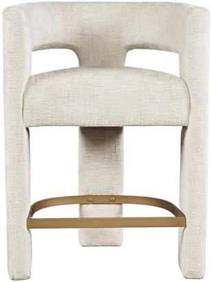 Jofran Upholstered Dining Chair with Arms – Versatile Bar Stools and Counter Height Bar Stools – Stylish Seating for Kitchen, Dining Room, or Home Bar, Natural