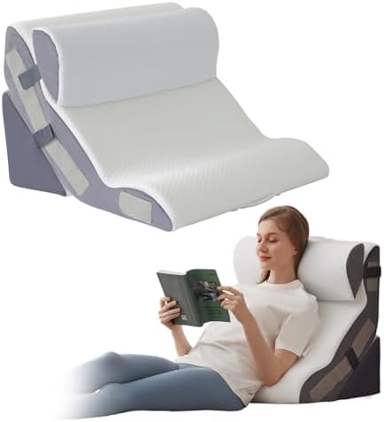 3PCS Wedge Pillow Set for After Surgery, Back Pillow for Bed Sitting up, 6-in-1 Foam Wedge Pillow for Acid Reflux & Back Pain Relief, Post Surgery Pillow for GERD & Snoring, White
