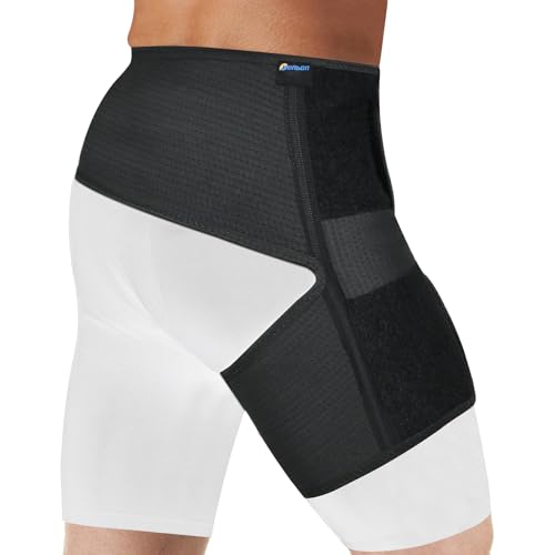 Tenbon Adjustable Hip Brace for Sciatica Pain Relief & Sacroiliac Support - Compression Wrap for Hamstring, Hip Flexor, Groin Injuries, Thigh Stabilizer - SI Joint Belt for Men & Women (L/Right)