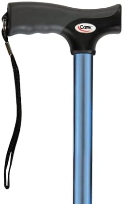 Carex Soft Grip Walking Cane with Strap, Anti-Slip Walking Cane for Easy Maneuvering, Walk Stick for Seniors & Adults with Added Support and Adjustable for Balance, Supports up to 250 lbs, Blue