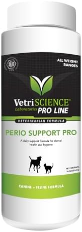 VetriScience Perio Support Pro - Dental Health Powder for Dogs & Cats - Supports Breath Freshening & Aids Against Plaque - Comprehensive Dental Support with Zinc, Cranberry & Taurine - 16 oz