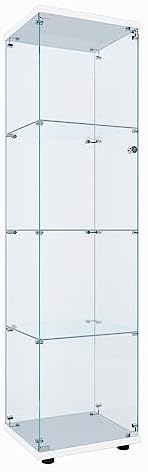 Curio Cabinet Glass Display Case for Collectibles with 4-Shelf Display Shelves, 64.2'Hx16.9''Lx14.6''W White