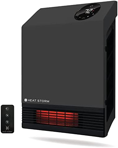 Heat Storm Wall Gray HS-1000-WX Deluxe Indoor Infrared Space Saving-1000 Watts-Remote Control-Home & Office Heater-Safe to Touch Grill, 13x4x17