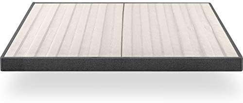 ZINUS Upholstered Metal and Wood Box Spring, 4 Inch Mattress Foundation, Easy Assembly, Fabric Paneled Design, King, Grey