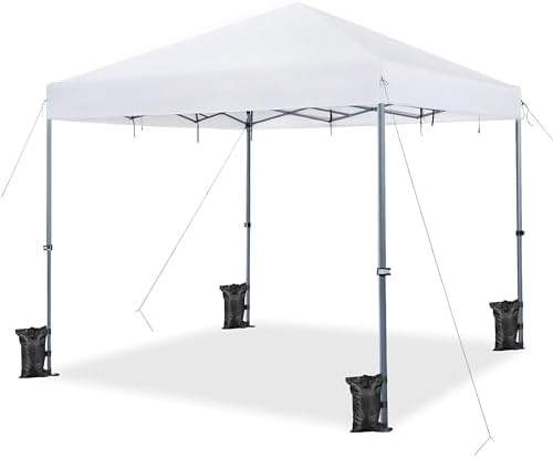 Yaheetech 12x12 Pop Up Canopy Easy Set-up Tent, Portable Outdoor Canopy Instant Tent, Commercial Gazebo with Wheeled Carry Bag & 4 Sandbags for Home, Party & Outdoor Activities, White