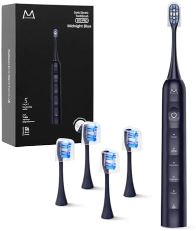 Sonic Electric Toothbrush for Adults Teens: 180 Days Battery Life, 48000VPM Motor 5 Cleaning Modes 2 Min Smart Timer 4 Quality Replacement Heads IPX8 Durable Rechargeable Travel Toothbrush