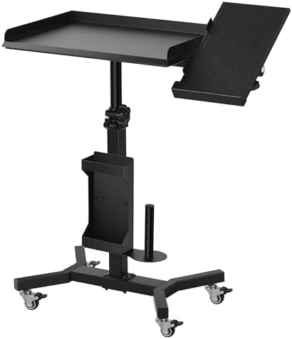 POARMEEY Tattoo Tray Cart on Wheels with Extension Rotatable Tattoo Table Station Versatile Rolling Tool Tray for Tattoo Artist Studio and Beauty Salon