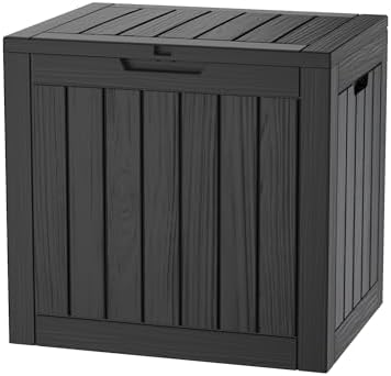 35 Gallon Lockable Resin Deck Box, Waterproof & UV-Resistant Outdoor Storage Box for Outdoor Cushion Storage, Garden Tools & Pool Accessories Storage, Black