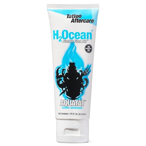 H2Ocean Aquatat Tattoo Healing Ointment - Tattoo Aftercare Cream for Tattoo Supplies - Fragrance- & Dye-Free Tattoo Care Ointment with Vitamins A & B - 1.75 oz
