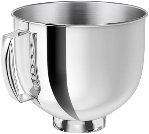 5 QT Stainless Steel Mixer Bowl for Kitchenaid Stand Mixers, Kitchen Aid Mixing Bowl for 4.5-5 QT Tilt-Head Mixer with Handle