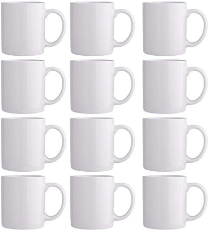 GBHOME 12 OZ Off White Coffee Mugs, Ceramic Coffee Mugs with Large Handle for Man, Woman, Light Weight Coffee Mugs Set of 12 for Latte/Cappuccino/Cocoa/Milk, Dishwasher & Microwave Safe