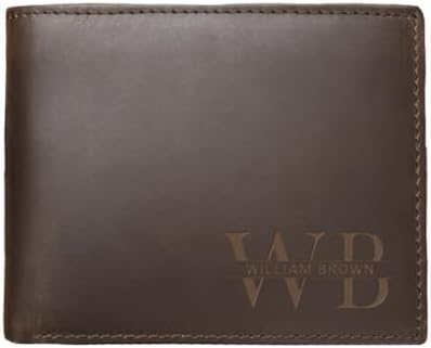 Custom Wallets for Men, Leather Wallets with Engraved Name, Personalized Gifts for Dad, Husband, Son, Boyfriend, Grandpa, Fathers Day Gift, Christmas Gifts, Valentines Day Gifts