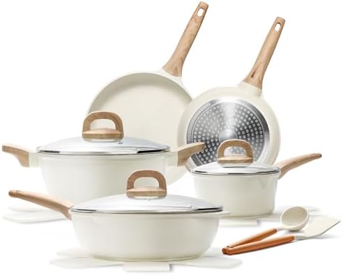 14 Pcs Pots and Pans Set, Nonstick Cookware Sets, Granite Induction Cookware Non Stick Cooking Set with Frying Pans, Saucepans, Saute Pan, Extra Large Casserole, PFAS PTFE PFOA PFOS Free