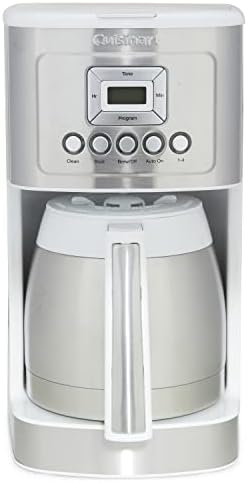 Cuisinart 12-Cup Coffee Maker with Thermal Coffee Carafe, Stainless Steel, Programmable Large Capacity Drip Coffee Machine for Home or Office, DCC-3400W, White