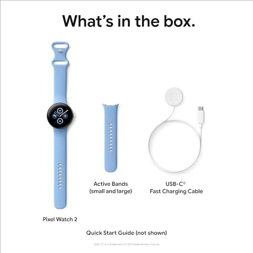 Google Pixel Watch 2 (Previous Model) with the Best of Fitbit - Heart Rate Tracking, Stress Management, Safety Features - Android Smartwatch - Polished Silver Aluminum Case - Bay Active Band - Wi-Fi