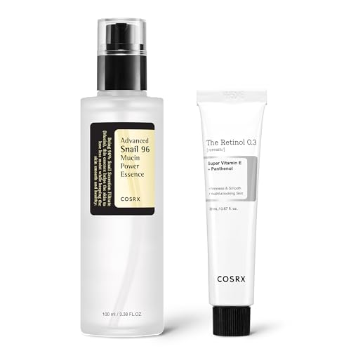 COSRX Advanced Skin Cycling Routine- Snail 96% Power Mucin Essnce & Retinol 0.3% Cream, Anti-aging & Hydrating Duo, Korean Skin Carre