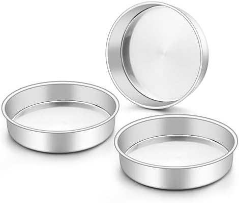 8 Inch Round Cake Pan Stainless Steel Baking Pan Set of 3 Birthday Wedding Cake Tin