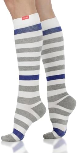 VIM & VIGR Cotton 20-30 mmHg Graduated Compression Socks (Cream & Heathered Grey, Large/X-Large Wide Calf (6))
