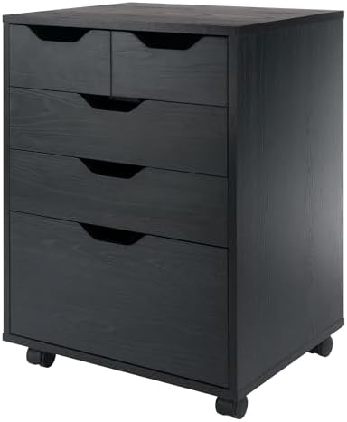 Winsome Halifax Bins & Drawers Mobile Cabinet, for Home Office, Black