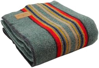 PENDLETON Yakima Camp Wool Throw Blanket, Green Heather Mix, One Size