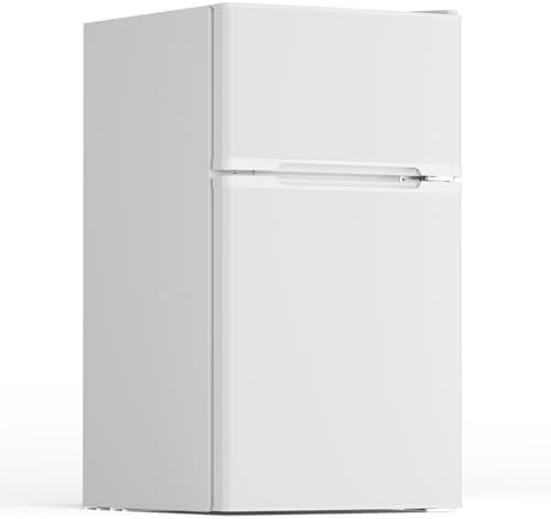 3.1 Cu.Ft Small Fridge with Freezer, Compact Refrigerator with 2 Doors, Mini Fridge with Adjustable Removable Glass Shelves for Bedroom, Dorm, Office or Apartment,White