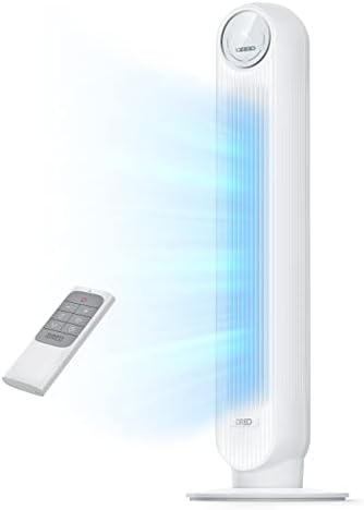 Dreo Tower Fan for Bedroom, 25ft/s Velocity Quiet Floor Fan, 90° Oscillating Fans for Indoors with 4 Speeds, 4 Modes, 8H Timer, Standing Fans, Bladeless Fan, White, Nomad One (DR-HTF007)