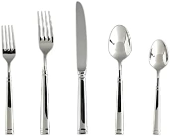 FORTESSA Bistro 18/10 Stainless Steel Flatware, 20 Piece Place Setting With Table Knives, Forks and Spoons (Service For 4), Dishwasher-Safe, Mirrored