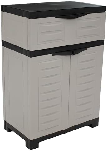 Sunnydaze Plastic Garage Storage Cabinet with Adjustable Shelf - 34.5" H - Garage, Office, Home, Laundry Room - Gray