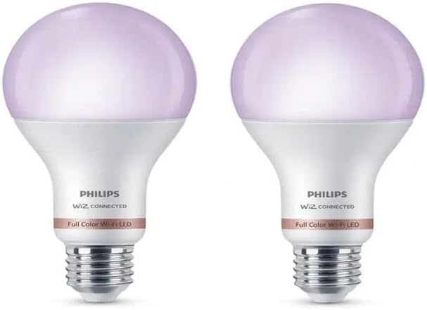 Philips Color and Tunable White A21 LED High Lumen 100W Equivalent Dimmable Smart Wi-Fi Wiz Connected Light Bulb, Compatible with Alexa, Google Assistant, and Siri Shortcuts (2-Pack) (9290024493)
