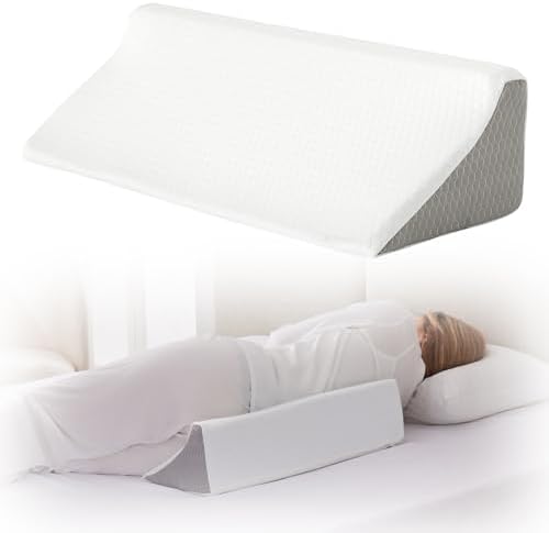 Wedge Pillow for Side Sleeping, Comfort Foam Back Pillow for Side Sleeper, Bed Wedges & Body Positioners for After Surgery, Pregnancy Support, Back Pain, Preventing Bedsores, White/Grey