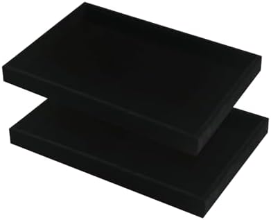 2pcs/Set Velvet Jewelry Tray, Grids Large Storage Tray for Bracelet Bangle Beads Display, Jewellery Organizer Box Tray for Home Drawer or Shop Store Selling Show (Black Velvet)