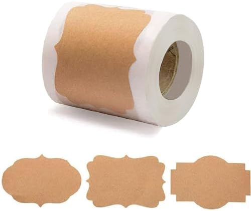 300 Pcs 2'' x 3''Natural Kraft Tags Sticker Self-Adhesive Customize Holiday Gift Stickers Labels for Jars Christmas Gift Name Tags Mason Jars