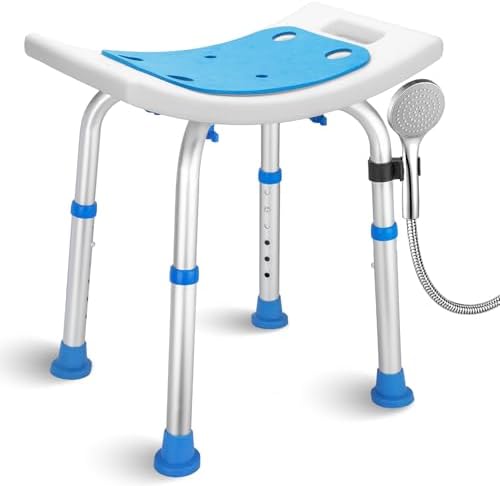 Bath Seat Bathroom Bathtub Shower Chair Stool for Adults,FSA/HSA Compliant Seniors and Disabled, Elderly Tub Transfer Bench for Inside Shower (Blue, Round Foot Mats)