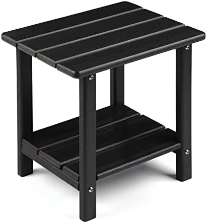 Adirondack Outdoor Side Table, 2-Tier Sturdy Patio End Table Weather Resistant, 16.5" Solid Side Table for Patio, Pool, Porch