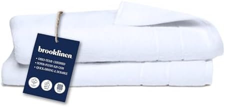 Brooklinen Super-Plush Turkish Cotton Hand Towels Set of 2 Cotton, 820 GSM, Highly Absorbent, Machine Washable, Perfect for Home & Bathroom (20"x30", White)