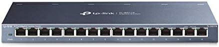 TP-Link 16 Port Gigabit Ethernet Network Switch | Desktop/ Wall-Mount | Lifetime Protection | Fanless | Sturdy Metal w/ Shielded Ports | Traffic Optimization | Unmanaged (TL-SG116) (Renewed)