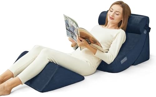 4pcs Wedge Pillow Set for After Surgery，Elevated Pillows for Sleeping， Foam Wedge for Back Pain Relief and Leg Pain，Pillow Wedge for Acid Reflux Relief and Anti-snoring