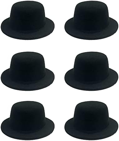 6 Pcs Mini Top Hat Miniature Formal Hats Felt Colorful for Crafts Hair Accessories Christmas Party Ornaments