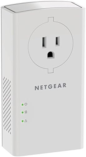 NETGEAR Powerline adapter Kit, 2000 Mbps Wall-plug, 2 Gigabit Ethernet Ports with Passthrough + Extra Outlet (PLP2000-100PAS), White