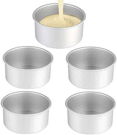 5Pack 5 Inch X 2 Inch Cake Pan, mini cake pan, round aluminum cake pan, used for family gatherings to bake mini cake pizza, quiche