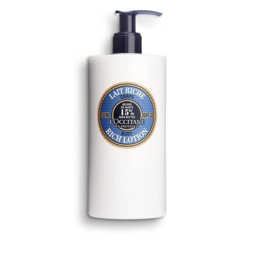 L'OCCITANE 15% Shea Butter Body Rich Lotion, Moisturizes, Nourishes & Soothes Dry Skin, Anti-Aging, Lightweight, Non-Greasy, Hydrating Skincare, Vegan