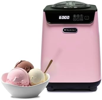 Whynter Ice Cream Maker Machine Automatic 1.28 Qt Upright with Built-In Compressor, LCD Digital Display & Timer, No Pre-Freezing, ICM-128BPS, Black/Pink