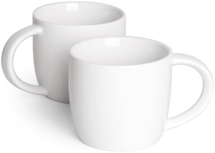 Ceramic Cappuccino Cups Set of 2, 8 oz Coffee Mugs, Coffee Cup for Cappuccino, Espresso, Latte (White)