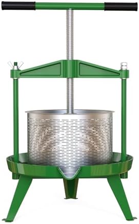 EJWOX Green Fruit Wine Press 2.38 Gal - Heavy-duty T-Handle & Cross-beam, Stainless Steel Juice Maker for Apple, Grape, Home Brewing