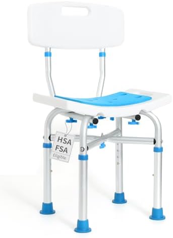 FSA Heavy Duty Shower Chair for Inside Shower with Back, Padded Shower Chair for Inside Bathtub, Adjustable Shower Stool for Inside Shower for Senior/Elderly/Pregnant by SOUHEILO